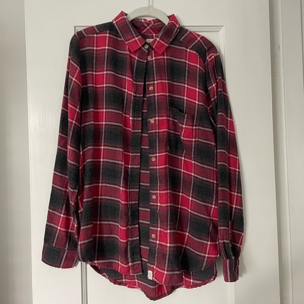 Red American Eagle Amazingly Soft and Blue UO Boyfriend Fit Flannel